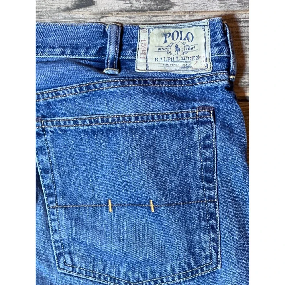 Vintage Polo Ralph Lauren Mens Classic‎ Straight Leg Blue Denim Jeans 40x32 Y2K